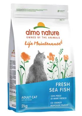 Almo Nature HOLISTIC Сухой корм для взрослых кошек со свежей морской рыбой и коричневым рисом, Life Maintenance, Fresh Sea Fish